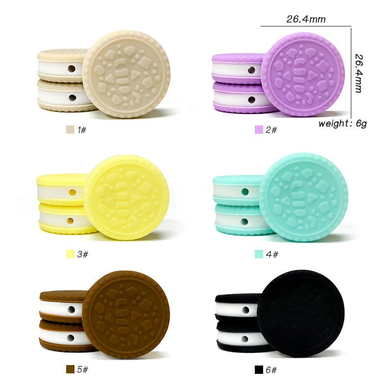 Silicone 3D Focal Beads Macaron Sandwich Cookies Textured Layers 20pcs 2