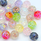 Plating Round Acrylic Beads 16mm UV Embroidered Iridescent 20pcs 2