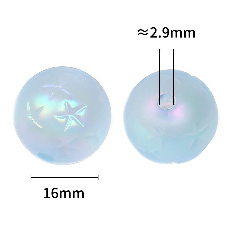 Matte Star Acrylic Beads 16mm Pastel Colors Round 50pcs 4