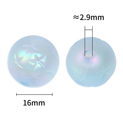 Matte Star Acrylic Beads 16mm Pastel Colors Round 50pcs 4