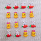 Silicone 3D Focal Beads Easter Little Yellow Chicken Bunny Holding Carrot 20pcs 5