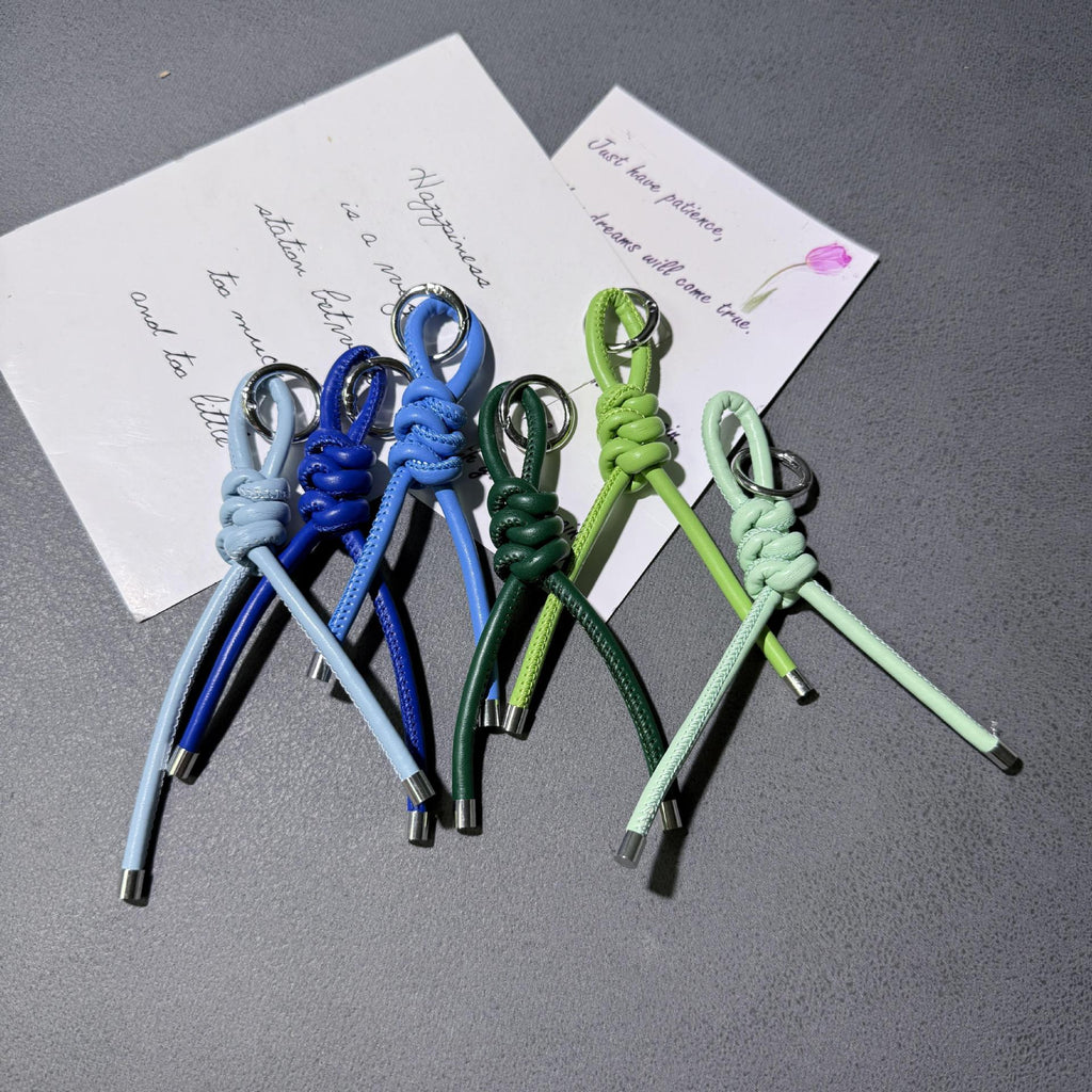 Braided PU Leather Keychain Knot Design Colorful 15cm 3pcs 4