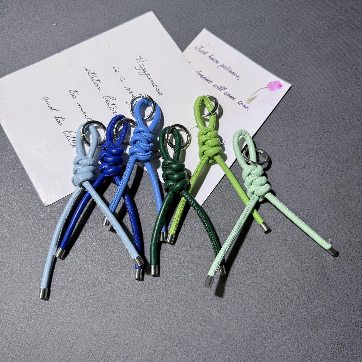 Braided PU Leather Keychain Knot Design Colorful 15cm 3pcs 4