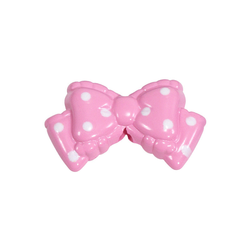 Polka Dotted Double Layer Bow Acrylic Beads 25mm Colorful Glossy 10pcs 16