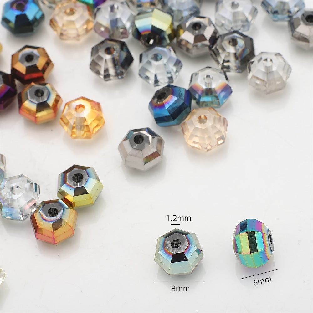 Faceted Glass Beads 8mm Watermelon Electroplated Iridescent 30pcs 4