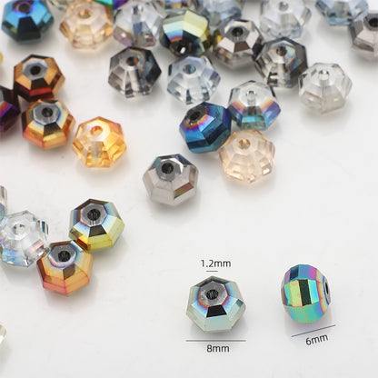 Faceted Glass Beads 8mm Watermelon Electroplated Iridescent 30pcs 4