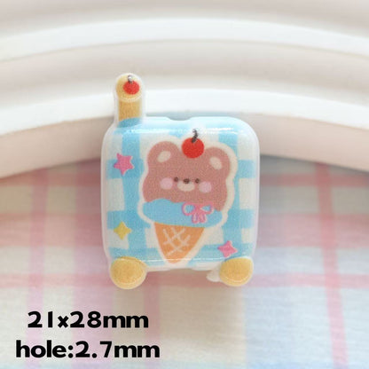 Double-Sided Printed Cartoon Square Acrylic Beads 21mm 20pcs 8