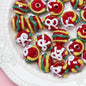 Painted Flower Acrylic Beads 16mm Round 14x18mm Square Purple Hand Painted 1pc 25