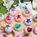 Plating Heart Star Acrylic Beads 16mm Milk White Printed 50pcs