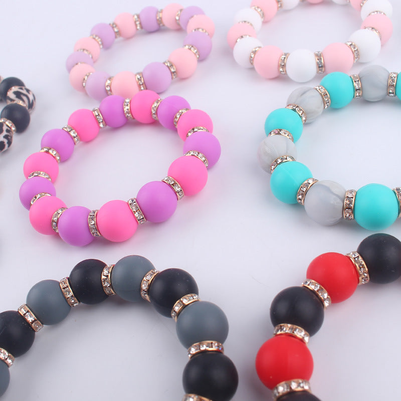 Tassel Silicone Bead Wristlet Keychain with Shiny Spacer Beads 3