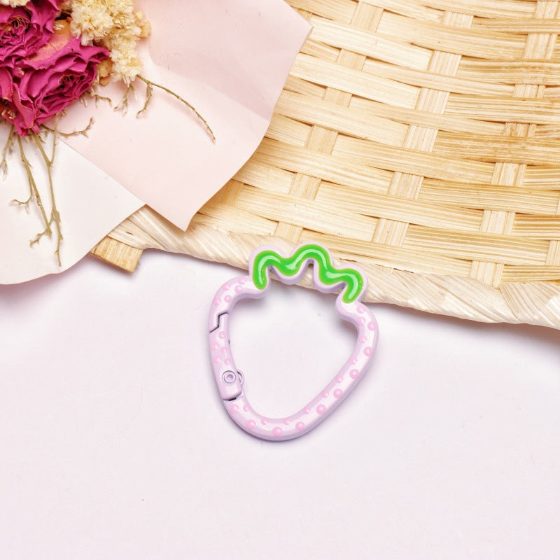 Alloy 37mm Strawberry Shaped Trigger Spring Keyrings 4pcs 11