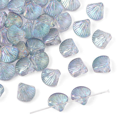 Electroplated Shell Glass Beads 10mm Iridescent Gradient 40pcs 12