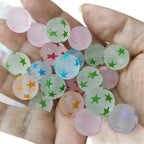 Matte Star Acrylic Beads 16mm Printed Round Mixed Colors 100pcs 5