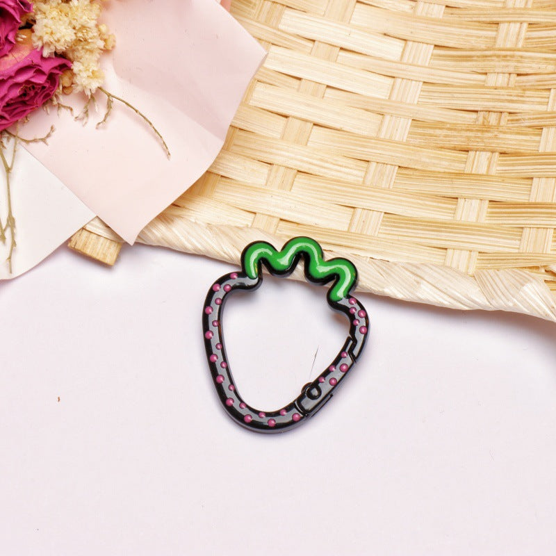 Alloy 37mm Strawberry Shaped Trigger Spring Keyrings 4pcs 21