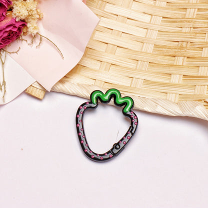 Alloy 37mm Strawberry Shaped Trigger Spring Keyrings 4pcs 21