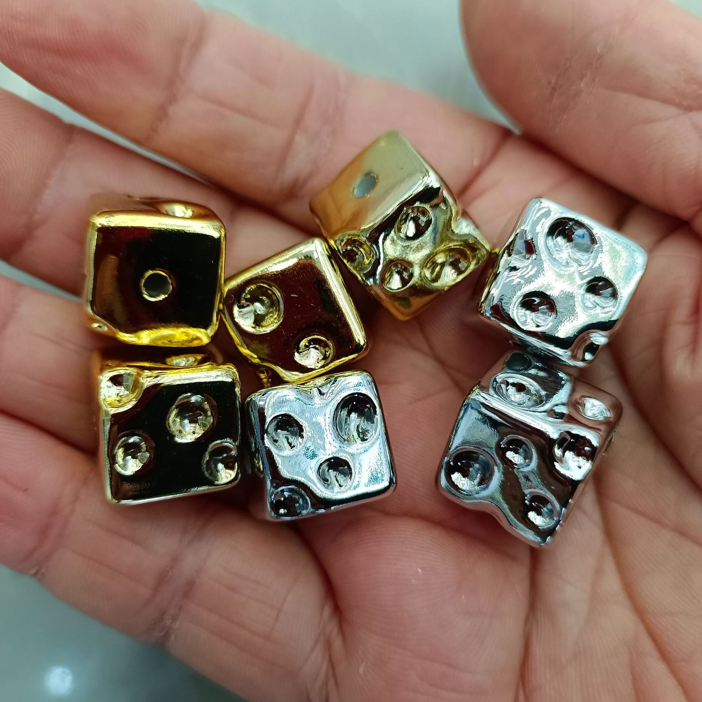 Metallic Cheese Shaped Acrylic Square Beads 14mm 100pcs 4