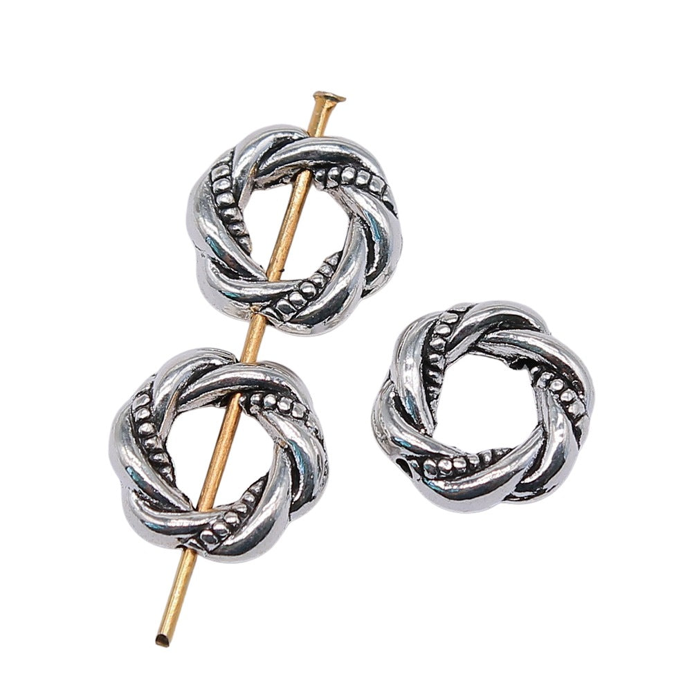 Twist Metal Beads 11mm Antique Silver Tone Alloy 50pcs 3