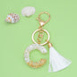 Tassel Letter A Keychain Resin Gold Flakes White Tassel 32