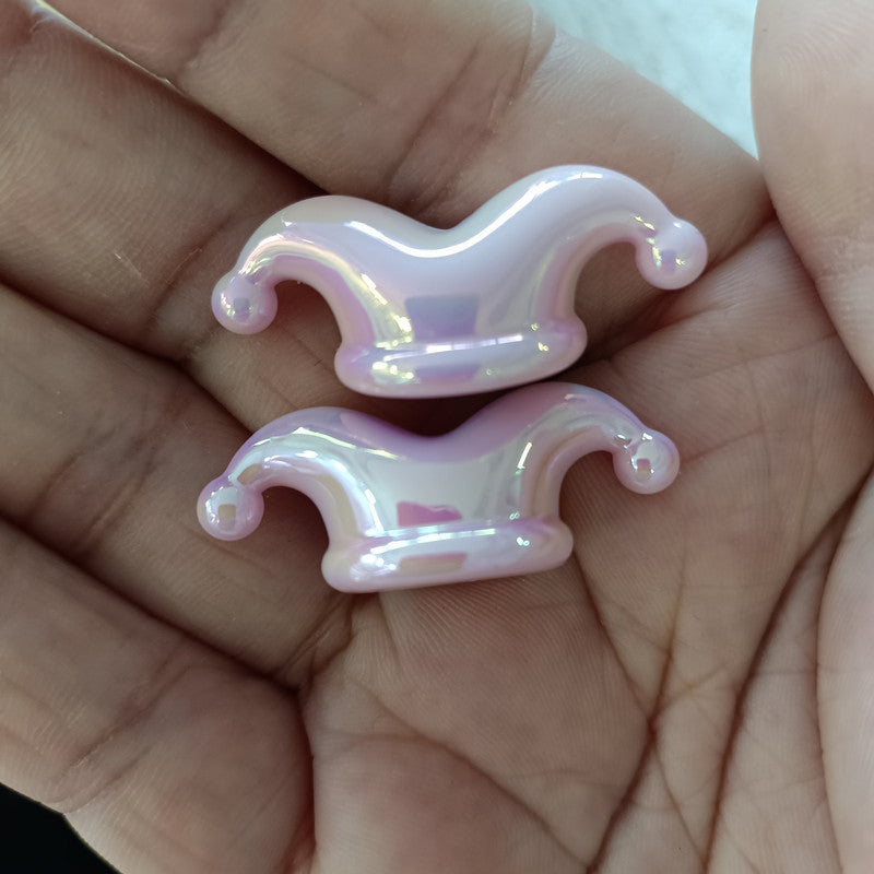 UV Plating Circus Clown Hat Acrylic Beads 35mm Iridescent Pastel 100pcs 9