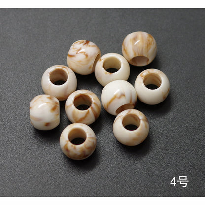 Vintage Acrylic Large Hole Beads 10-11.6mm Earth Tone Crackle 1pc 3