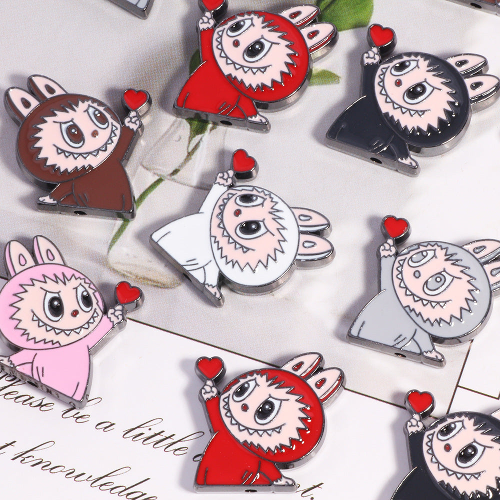 Finger Heart Pose Metal Beads 20mm Enamel Alloy 5pcs 2