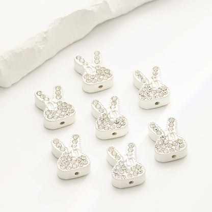 Rhinestone Rabbit Alloy Beads 17mm Colorful Sparkle 10pcs 8