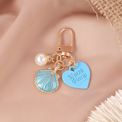 Alloy Starfish Keychain Metal Pastel Shell and Pearl Charm 9