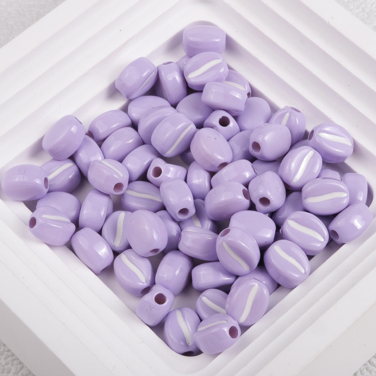Macaron Colored Coffee Bean Acrylic Beads 9mm Glossy Finish 50pcs 4