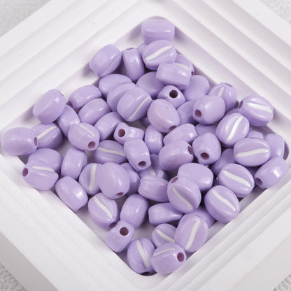 Macaron Colored Coffee Bean Acrylic Beads 9mm Glossy Finish 50pcs 4