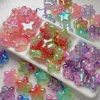 Dual Color Gradient Crackle Rounded Star Acrylic Beads 23mm 10pcs
