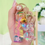 Acrylic Crystal Sitting Bear Keychain Iridescent Glitter Colors 5