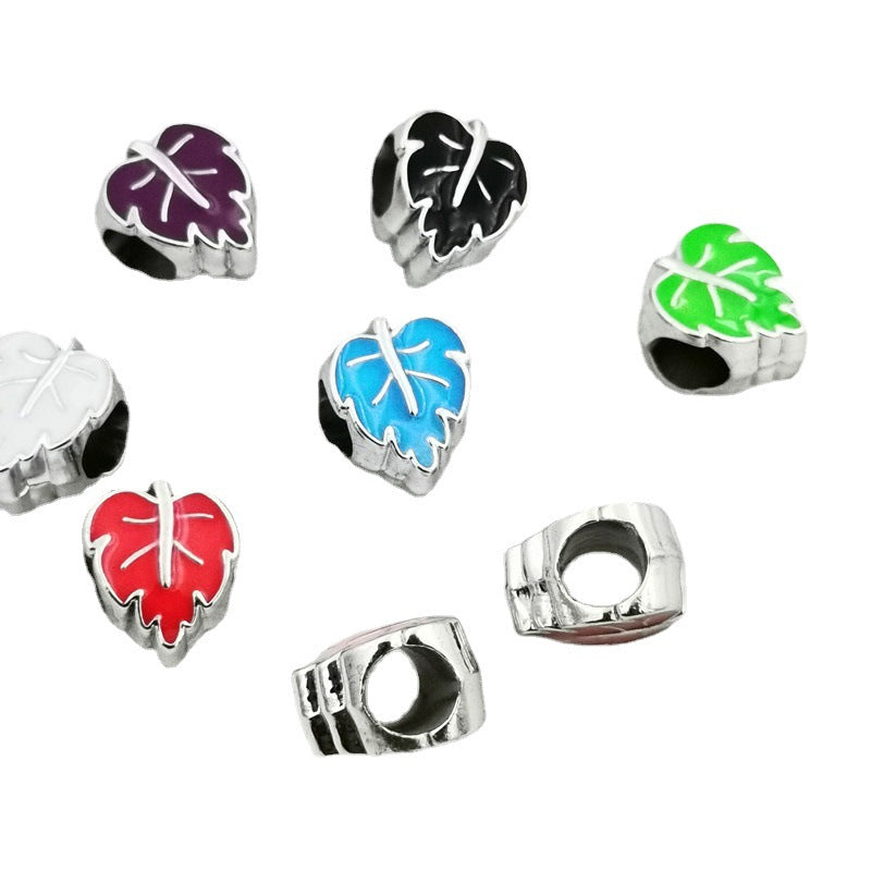 Leaf Enamel CCB Plastic Beads 12mm Colorful Mixed 50pcs