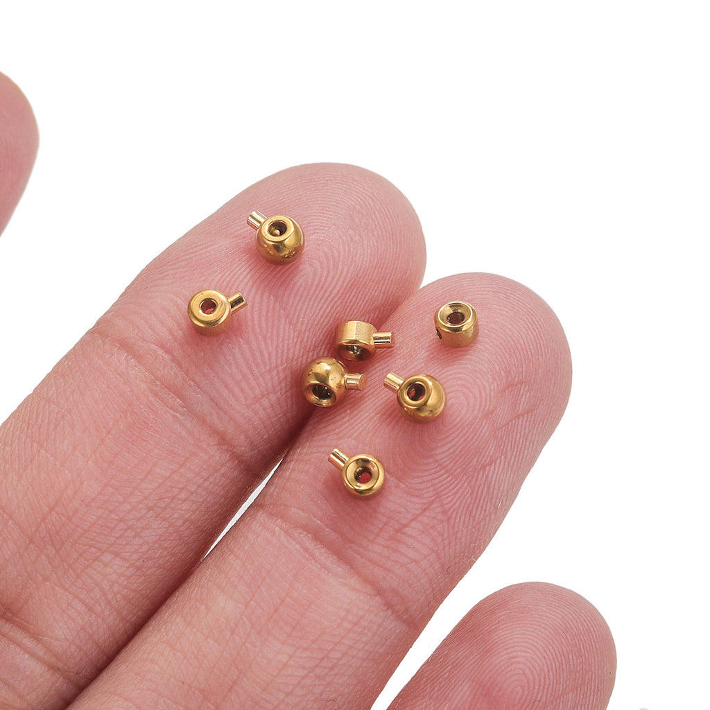 Stainless Steel Crimp Metal Beads 3mm 3.5mm Pressure Cooker Shape 20pcs 3