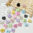 Rabbit and Bear Painted Metal Beads Glossy Finish Bulk 10pcs