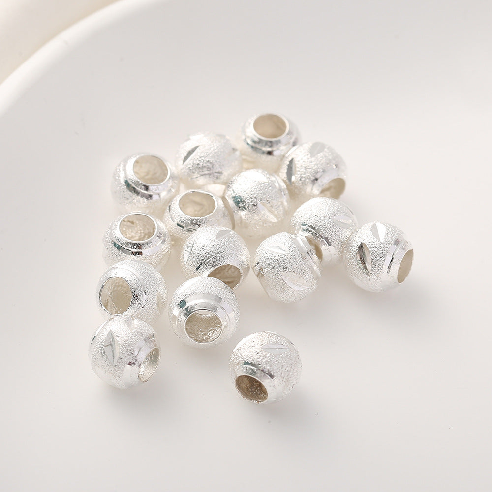 Brass Flower Engraved Metal Beads 10mm Matte Large Hole 50pcs 7