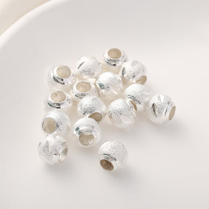 Brass Flower Engraved Metal Beads 10mm Matte Large Hole 50pcs 7