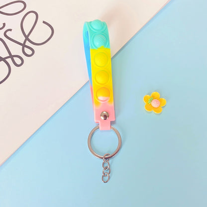 PVC Soft Rubber Bubble Wristlet Keychain Pastel Tie Dye Colors 6