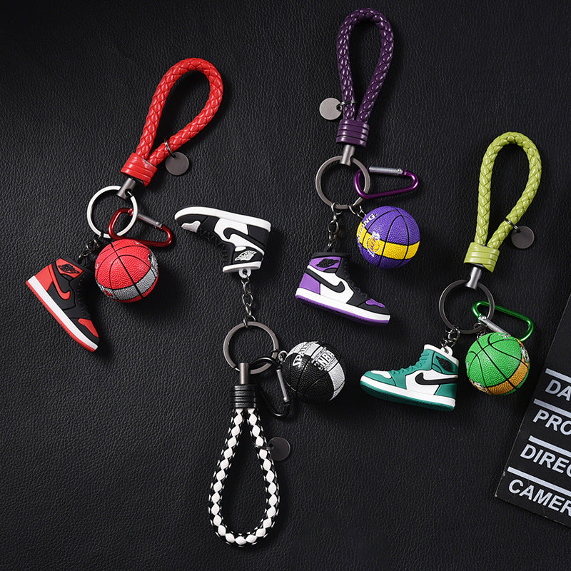 Silicone Basketball Sneaker Keychain with Mini Basketball Charm 2