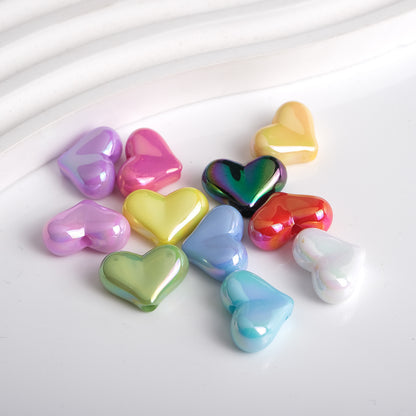 Solid Color Plating Heart Acrylic Flat Beads 13mm 17mm 250pcs 17