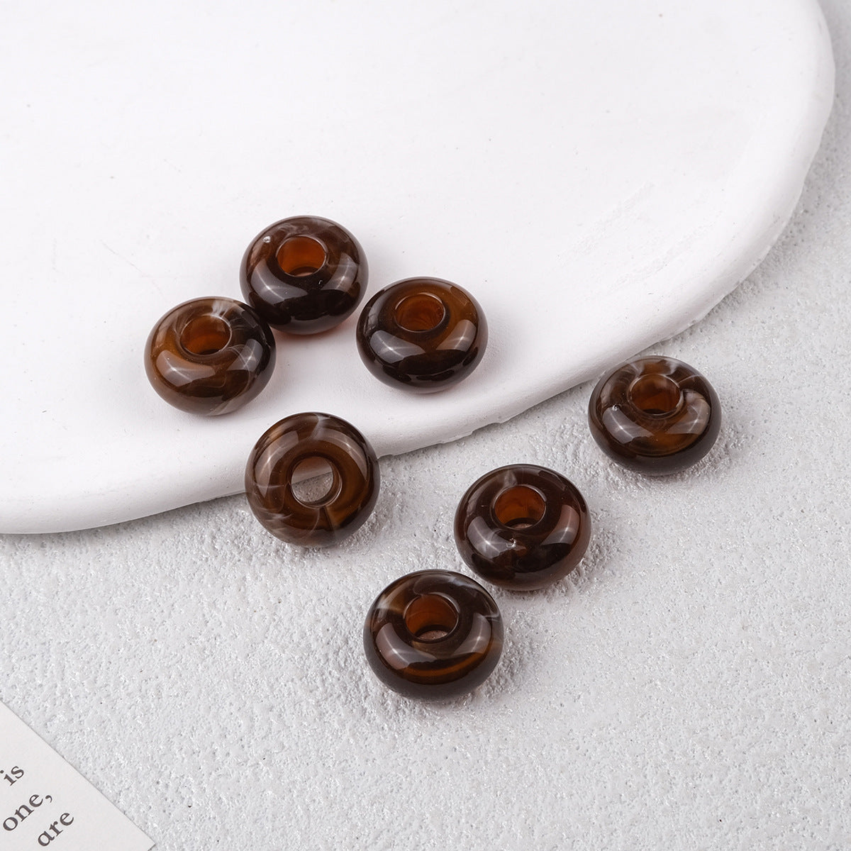 Acrylic Round Spacer Beads 14mm Antique Blooming Ink 50pcs 6