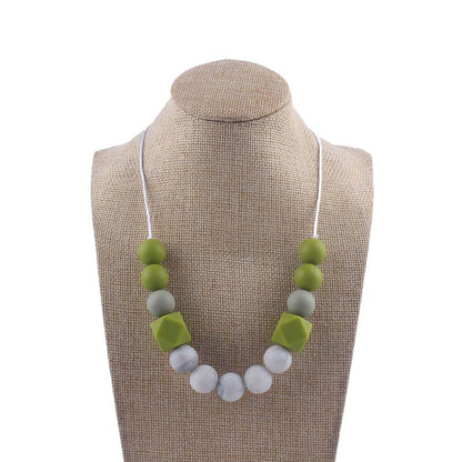 Silicone Beaded Keychain Necklace Matte Marble Hexagon Beads 14