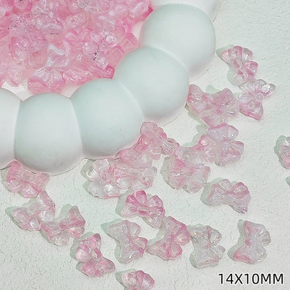 Sweet Bow Glass Beads 14mm Transparent Pastel Mixed Colors 50pcs 8