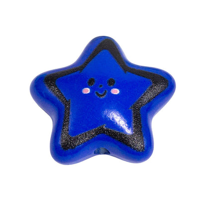 Colorful Smiley Star Acrylic Beads 22mm Glossy 10pcs 7