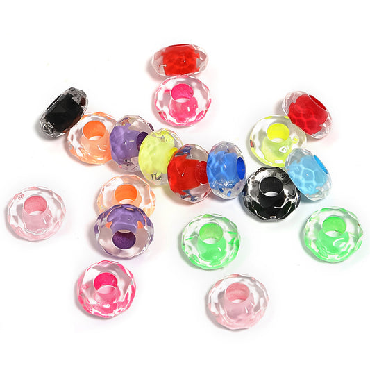 Acrylic Round Spacer Beads 15mm Transparent Plating Dyed Core 100pcs