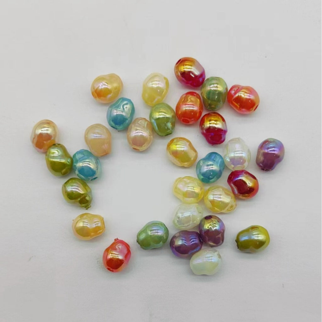 Plating Colorful Imitation Pearl Acrylic Beads 8mm 100pcs