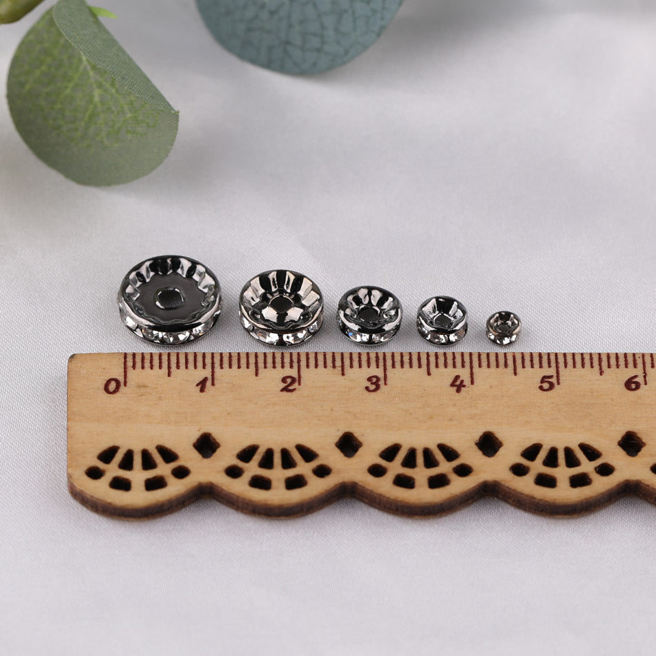 Brass Rhinestone Spacer Beads 4-12mm Sparkling Gold 300pcs 8