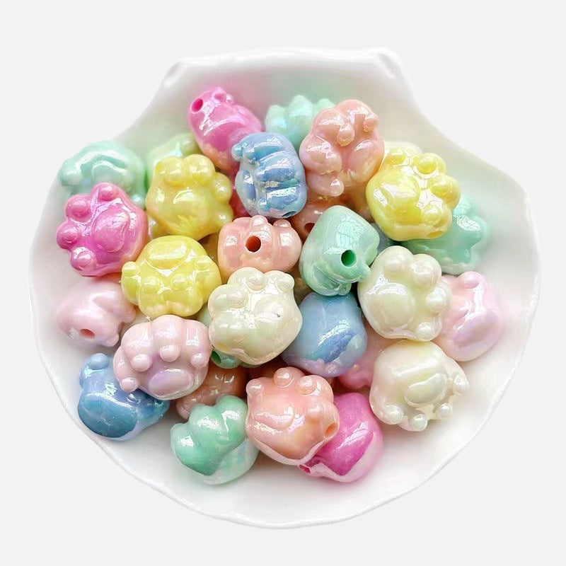 Glossy Cat Claw Acrylic Beads 18.5mm Pastel Colors 220pcs