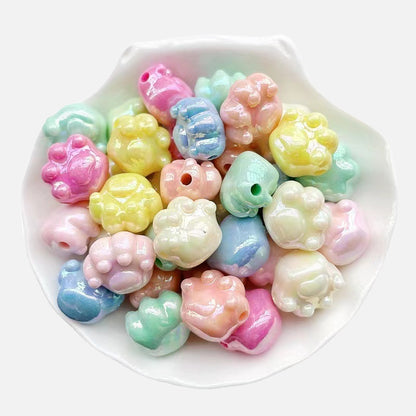 Glossy Cat Claw Acrylic Beads 18.5mm Pastel Colors 220pcs