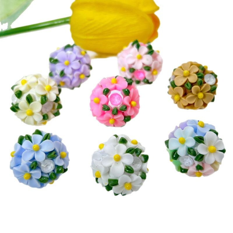 Flower Cluster Clay Beads 20mm Fresh Camellia Polymer 10pcs 5
