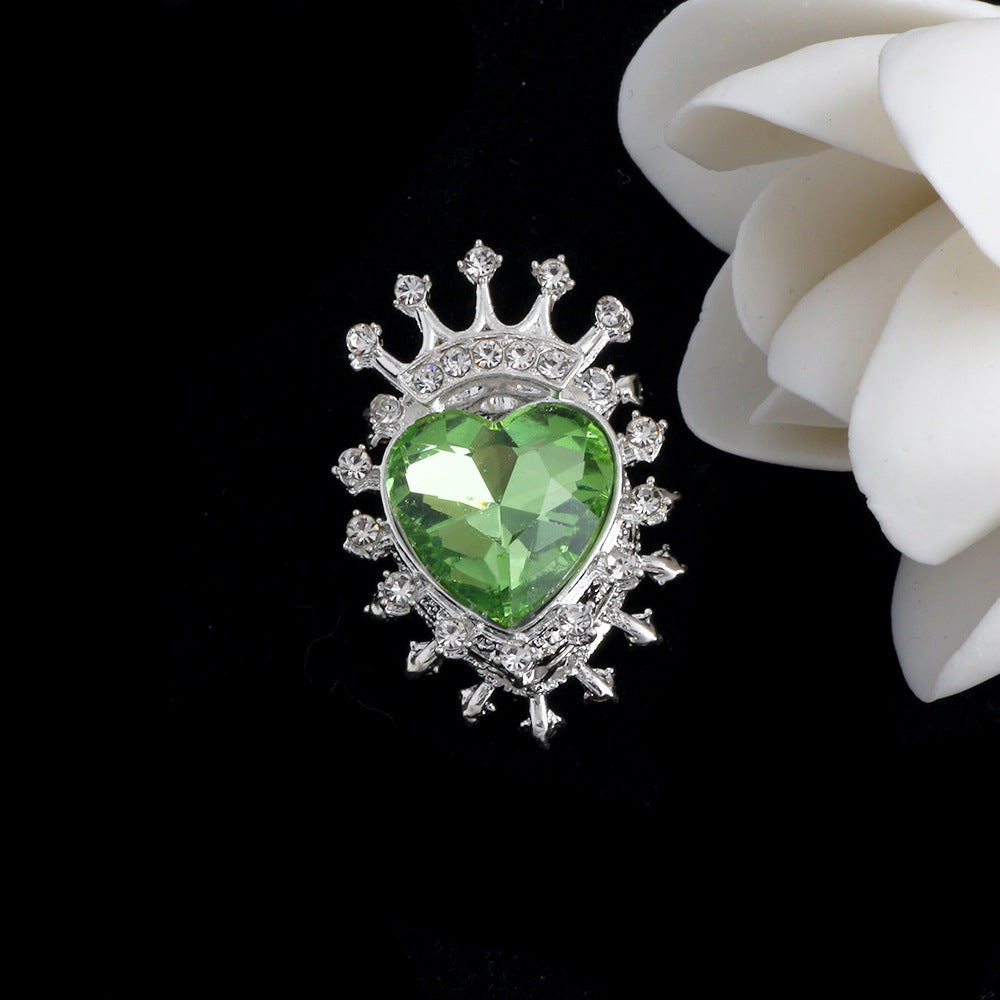 Heart Crown Rhinestone Beads Fancy Faceted Circle Badge 10pcs 13